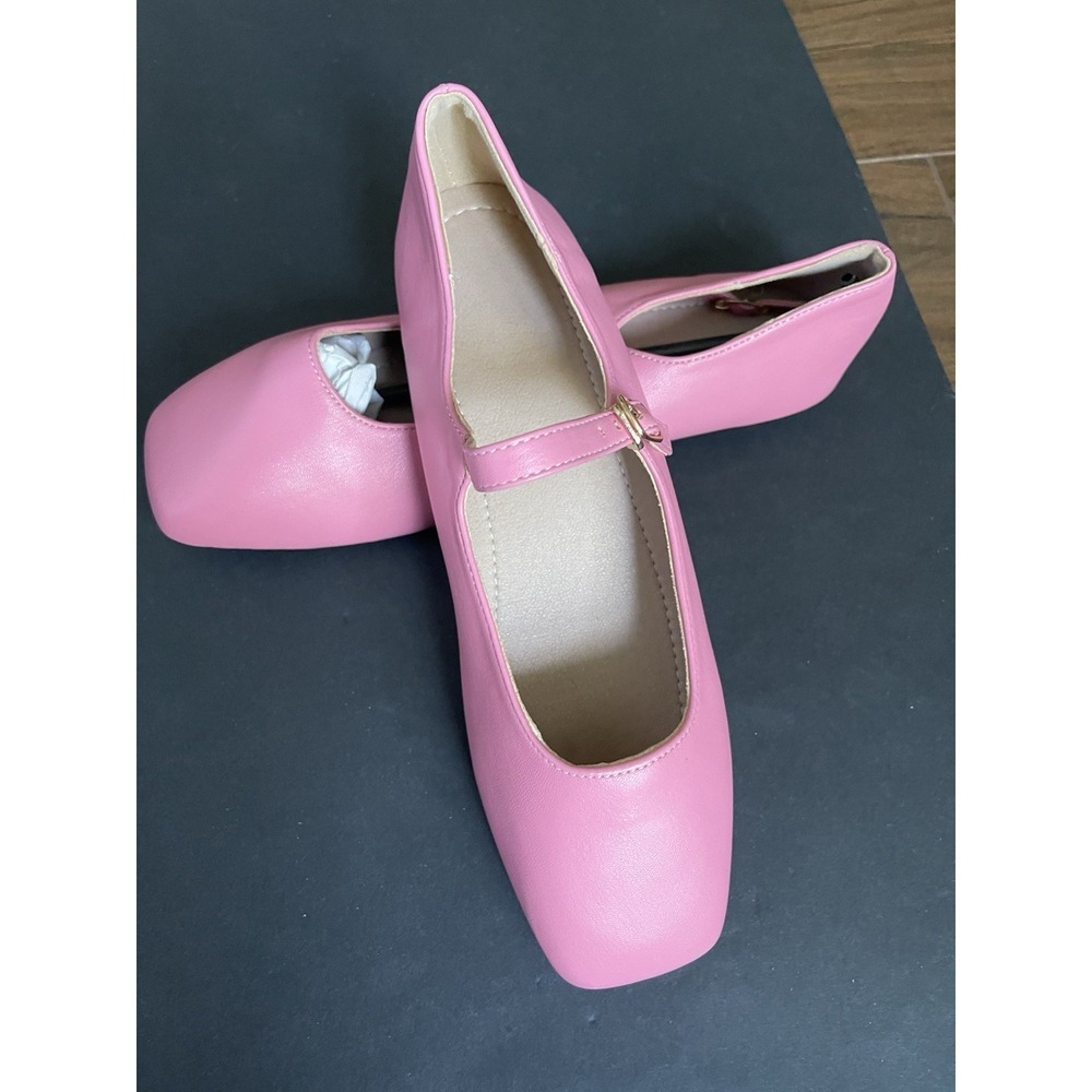 womens shoes Mary Jane Pink Leather Size 9.5 With Strap